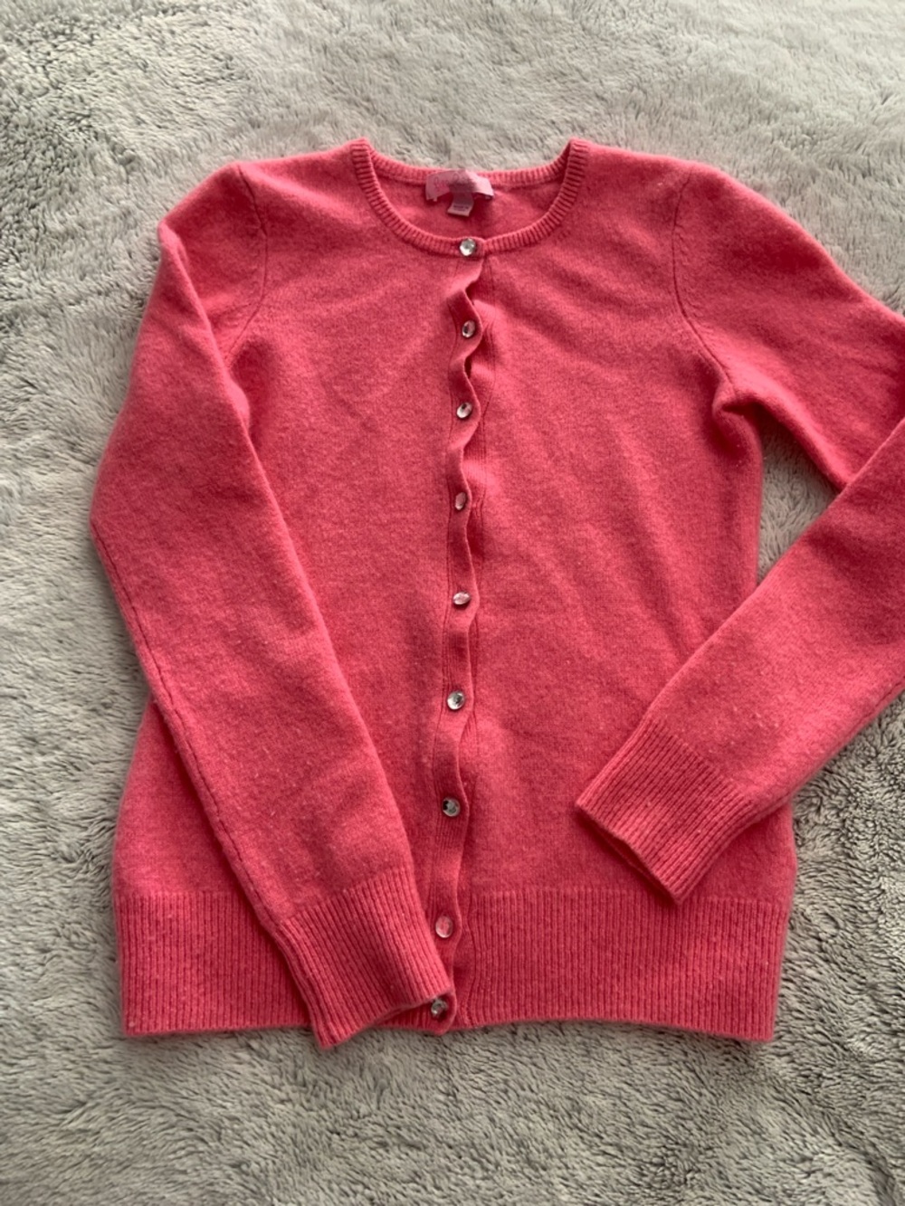 Lilly Pulitzer Coral Pink Crewneck Button Cardigan